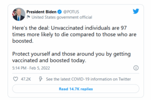 Biden fear mongering tweet 2-5-22